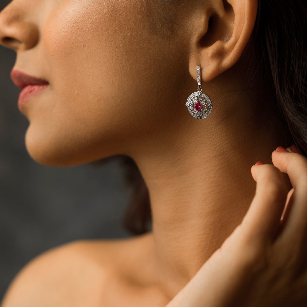 Crimson Radiance 925 Silver Earrings