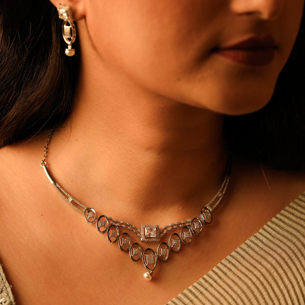 Zehra 925 Silver Necklace Set
