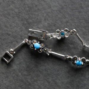 Azure Bloom 925 Silver Oxidized Wristlet