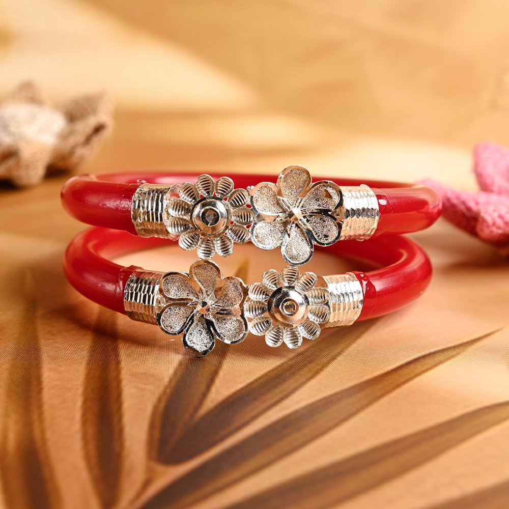 Phoolratan 925 Silver Pola Bangles