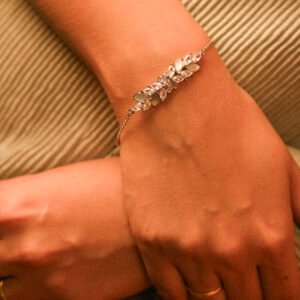 Crystal Leaf Sterling 925 Silver Wristlet