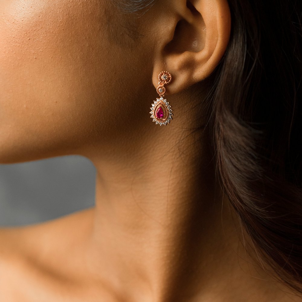 Regal Radiance 925 Silver Ruby Drop Earrings