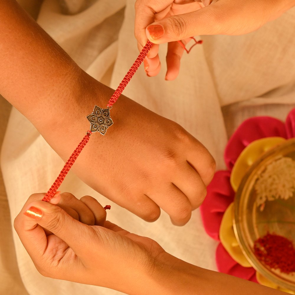 Kamal Sutra 925 Silver Lotus Mandala Rakhi