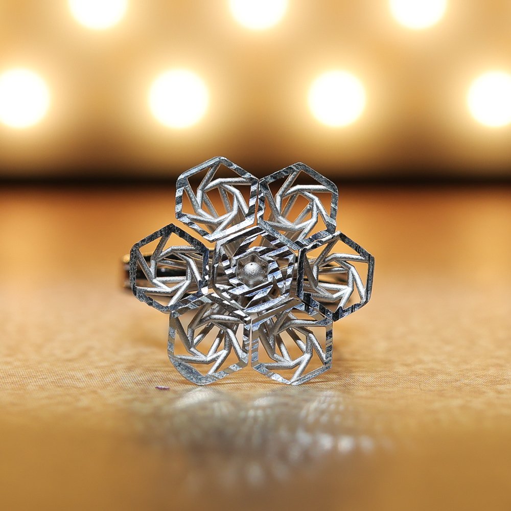 GeoBloom 925 Silver Flexi Ring