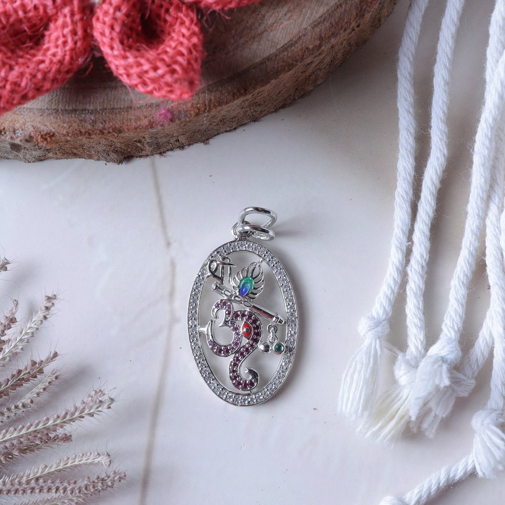 Divine Harmony 925 Silver Krishna Om Locket