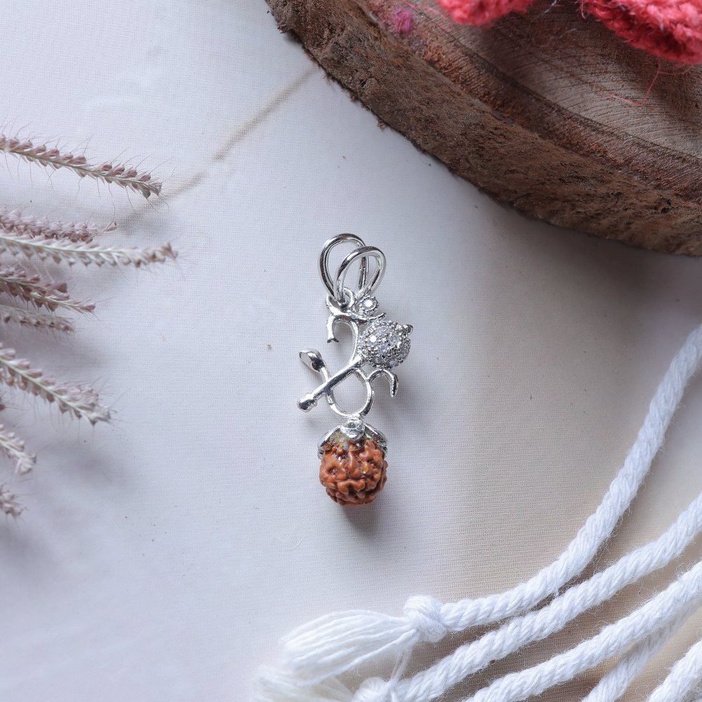 Divine Om Rudraksha 925 Silver Spiritual Locket