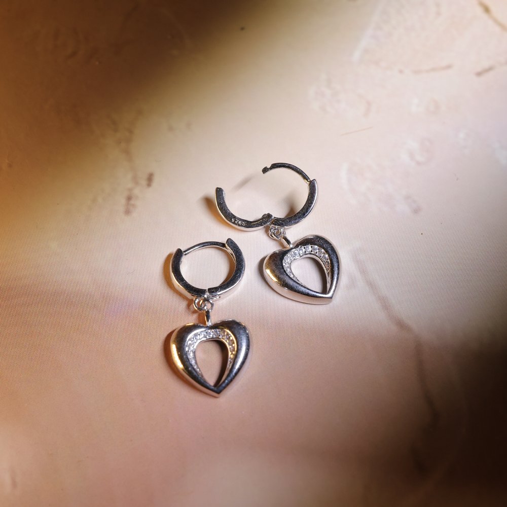 Eternal Heart 925 Silver Hoop Earrings