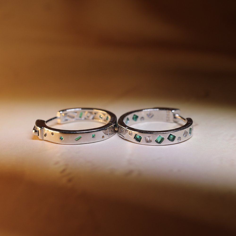 Emerald Charm 925 Silver Earrings