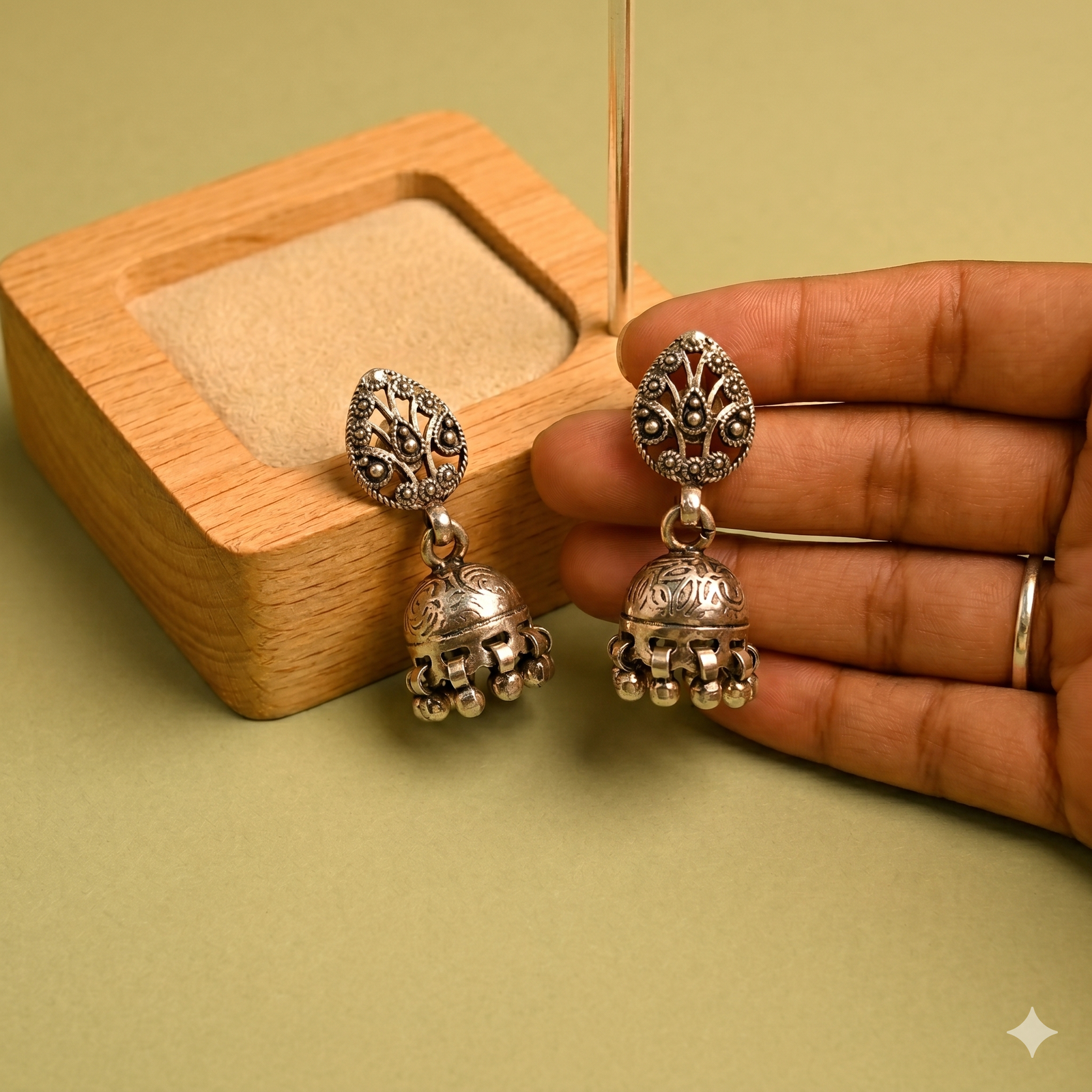 Tribal Grace 925 Oxidized Silver Jhumka Earrings