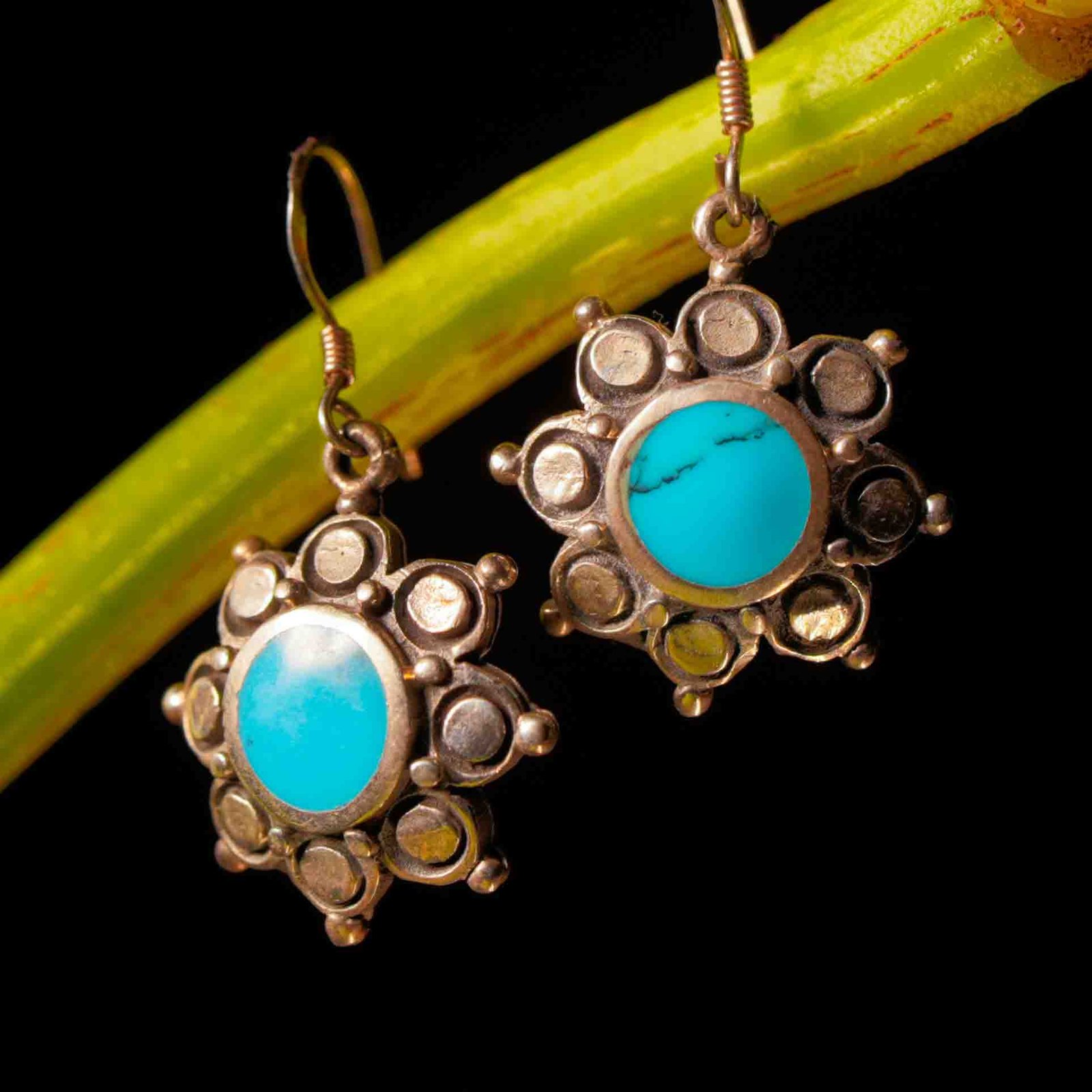 Azure Bloom 925 Silver Turquoise Drop Earrings